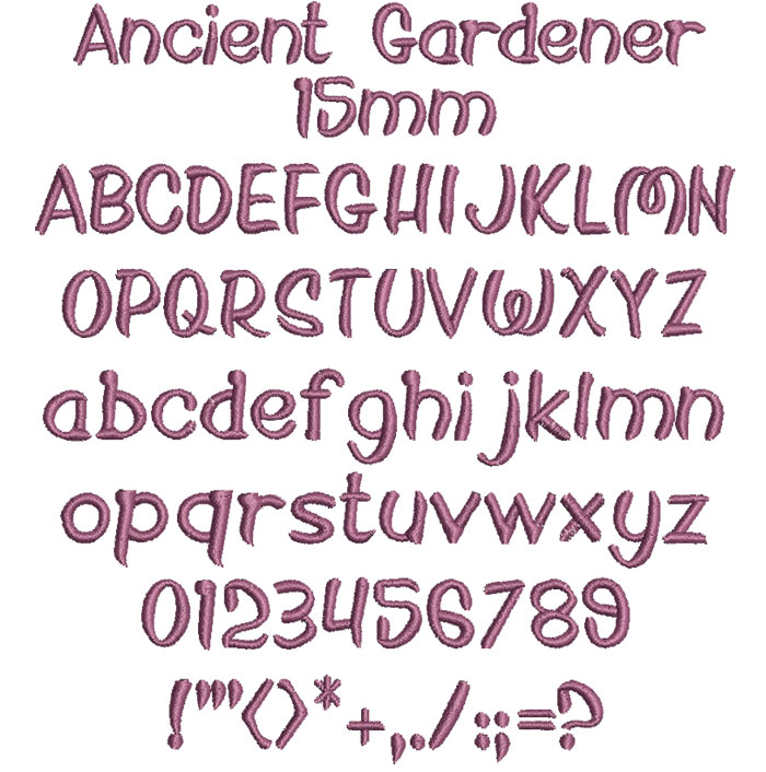 Ancient Gardener 15mm Font