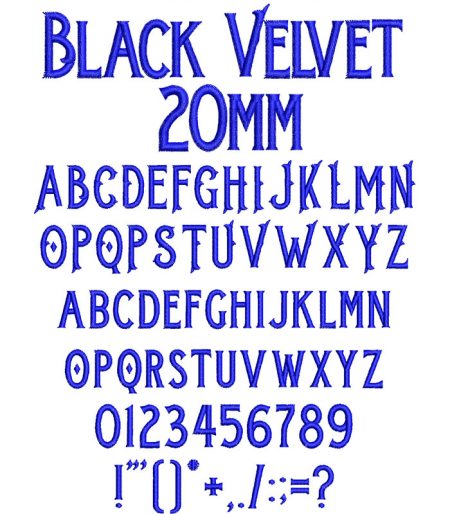 Black Velvet 20mm Font