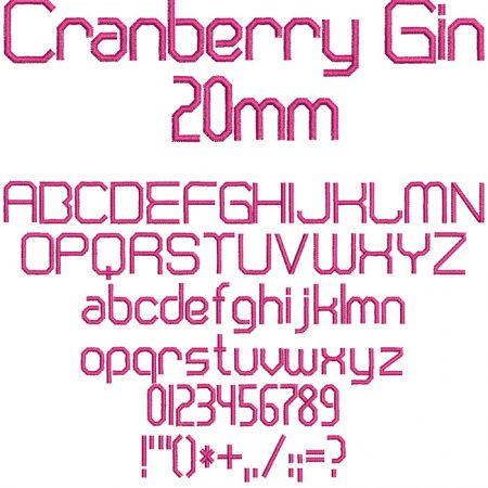 Cranberry Gin 20mm Font