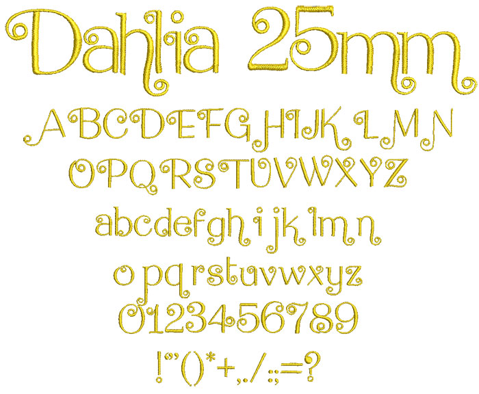Dahlia 25mm Font