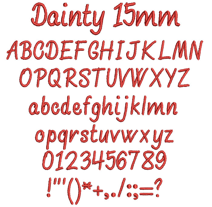 Dainty 15mm Font