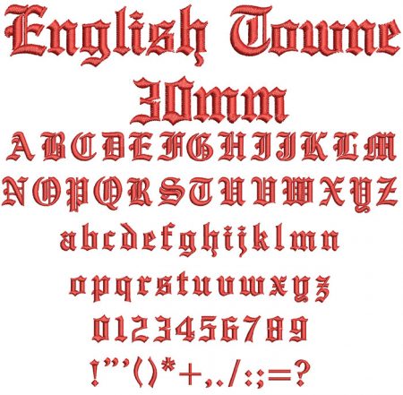 The English Towne 30mm Font - WilcomEmbroideryFonts.com