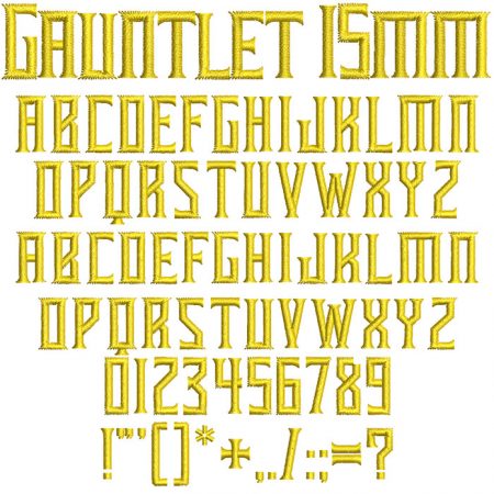 Gauntlet 15mm Font