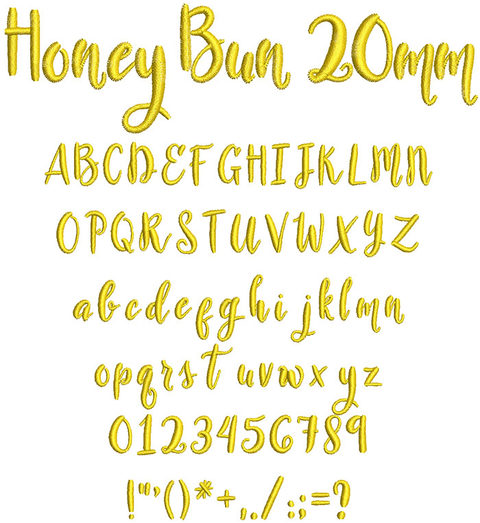 Honey Bun 20mm Font