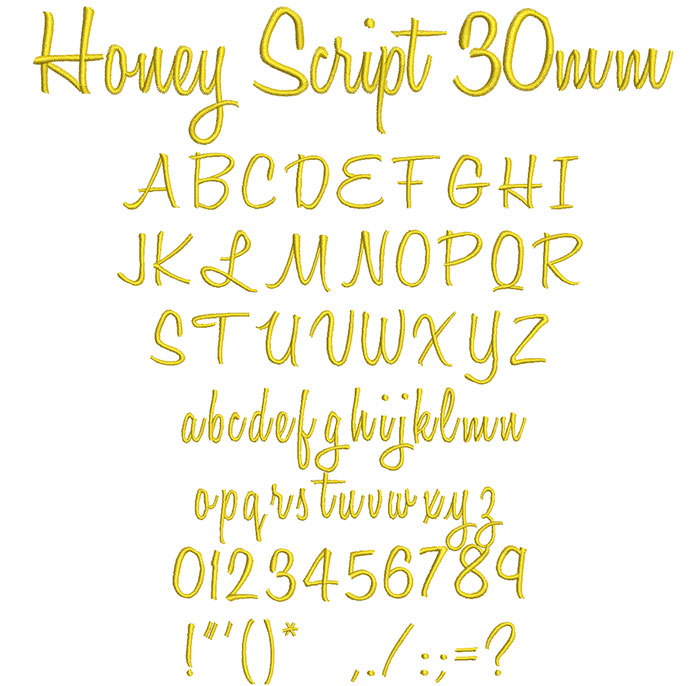 Honey Script 30mm Font