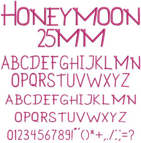 Honeymoon 25mm Font