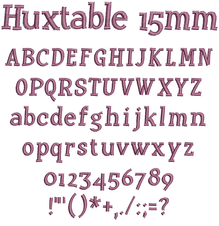 Huxtable 15mm Font
