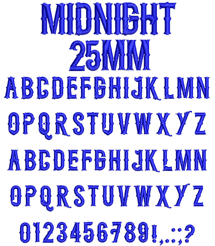 Midnight 25mm Font