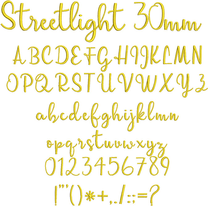 Streetlight 30mm Font