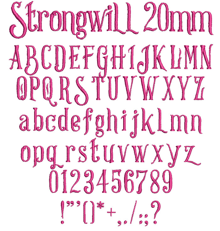 Strongwill 20mm Font
