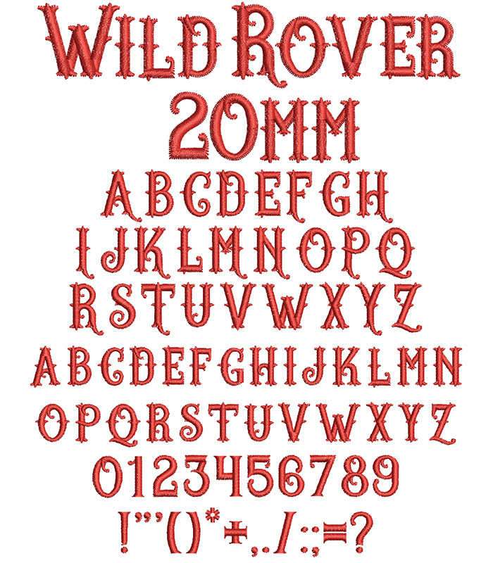 Wild Rover 20mm Font