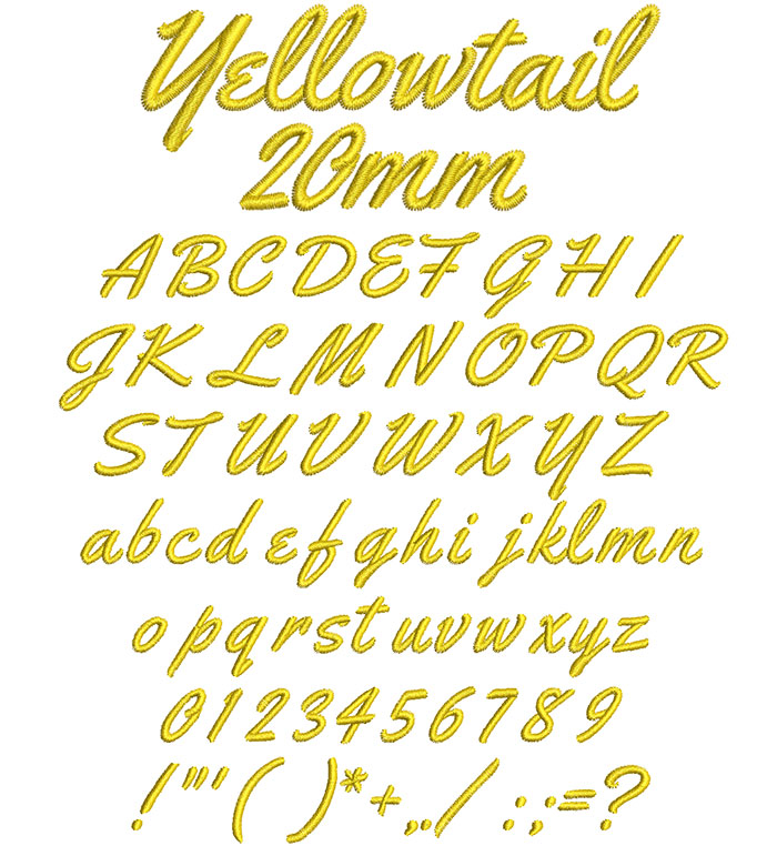 Yellowtail 20mm Font