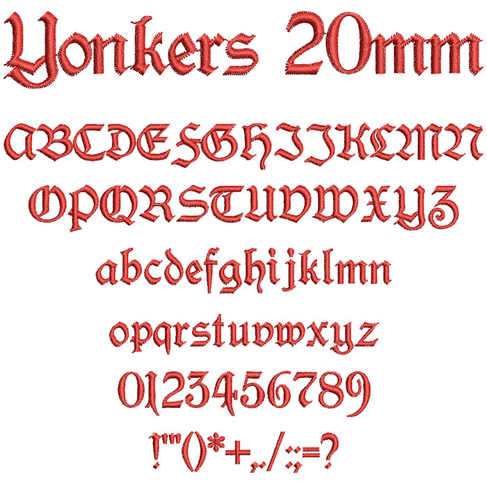 Yonkers 20mm Font