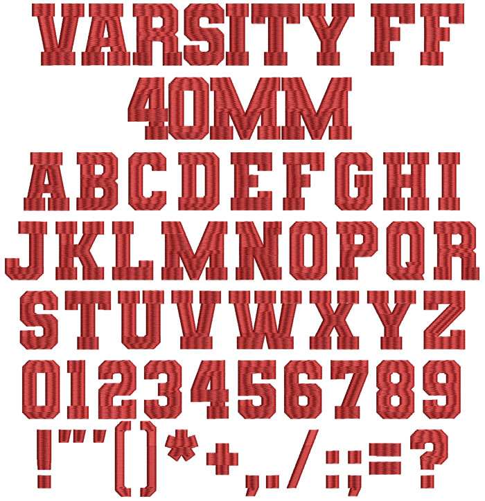 Varsity 40mm Flexi Fill esa font